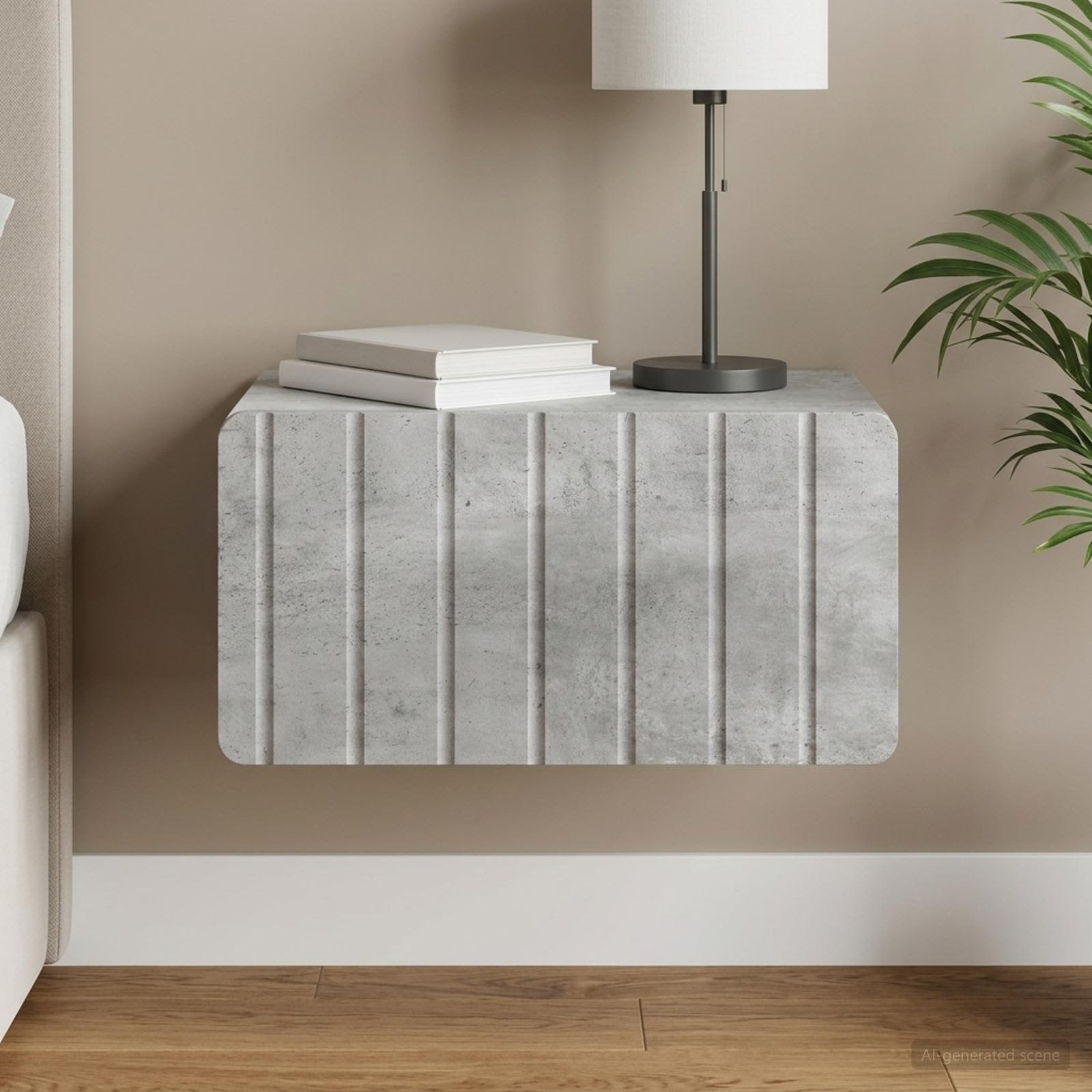 vidaXL Wall-Mounted Bedside Cabinet Concrete Grey 49 x 34.5 x 24 cm 1