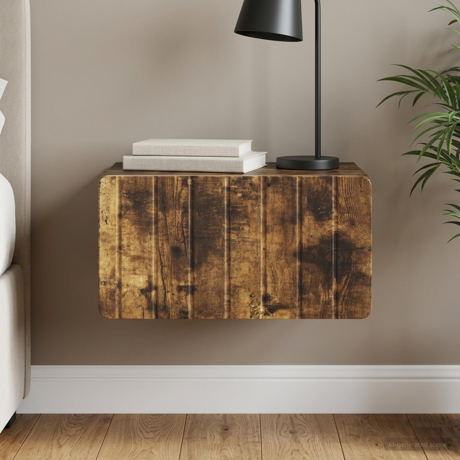 vidaXL Wall-Mounted Bedside Cabinet Smoked Oak 49 x 34.5 x 24 cm 1