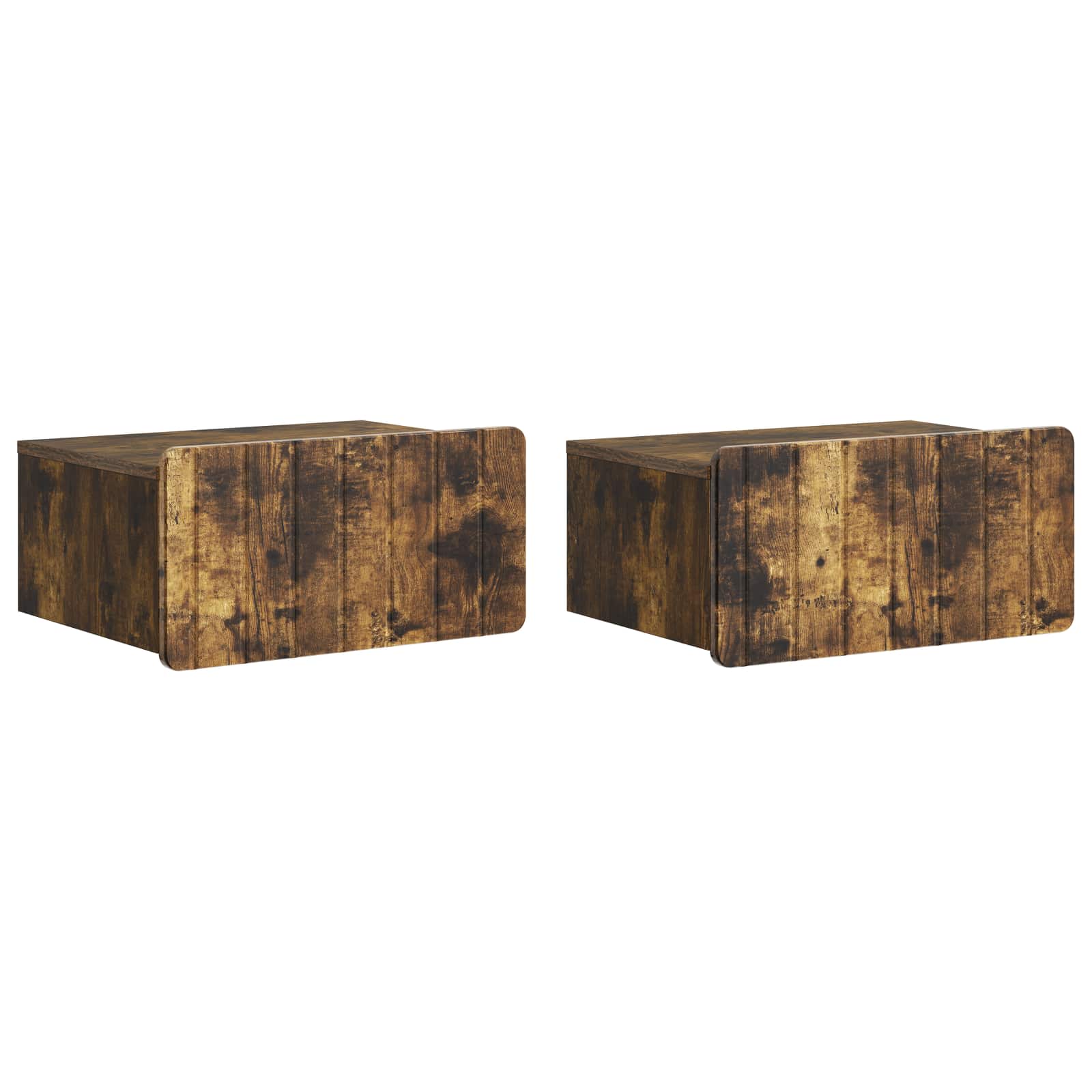 vidaXL Wall-Mounted Bedside Cabinet 2 pcs Smoked Oak 49 x 34.5 x 24 cm 2