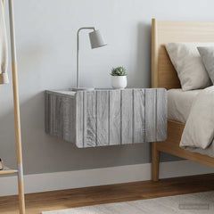 vidaXL Wall-Mounted Bedside Cabinet 2 pcs Grey Sonoma 4