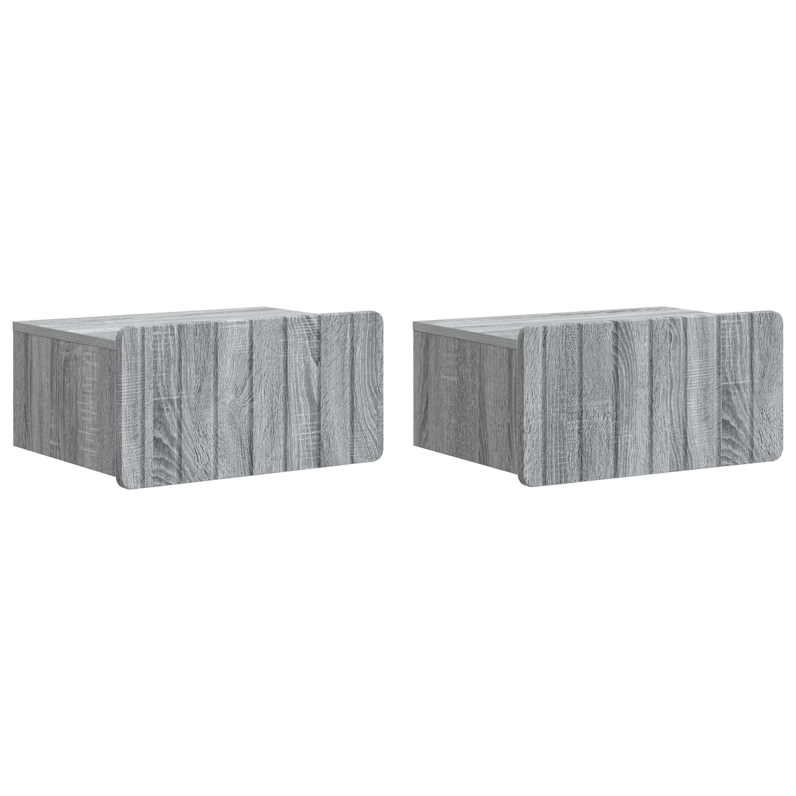 vidaXL Wall-Mounted Bedside Cabinet 2 pcs Grey Sonoma 2