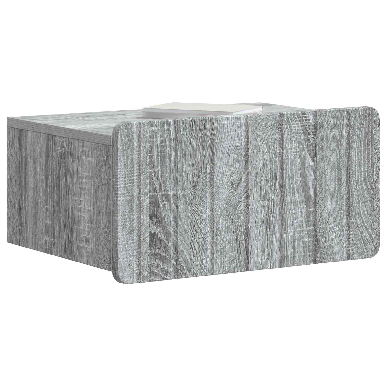 vidaXL Wall-Mounted Bedside Cabinet 2 pcs Grey Sonoma 3