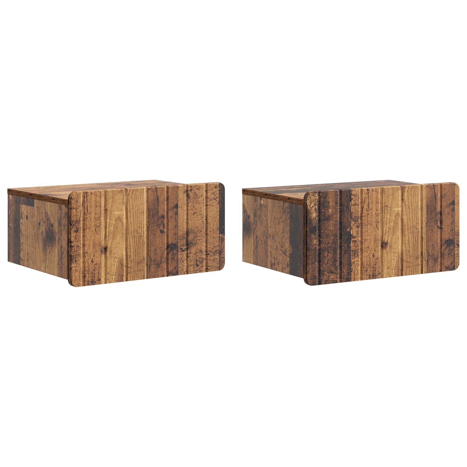 vidaXL Wall-Mounted Bedside Cabinet 2 pcs Old Wood 49 x 34.5 x 24 cm 2