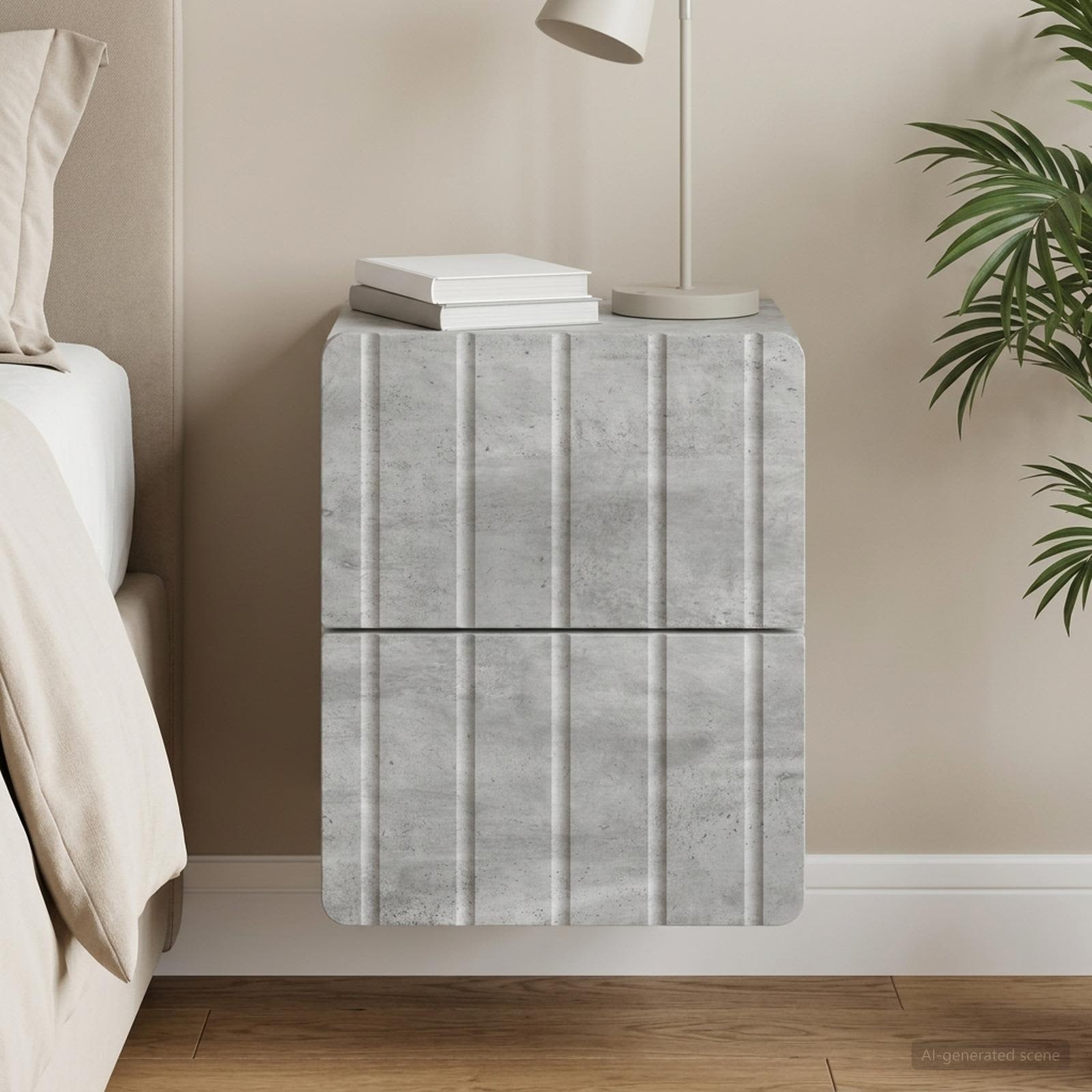 vidaXL Wall-Mounted Bedside Cabinet Concrete Grey 33 x 34.5 x 43 cm 1