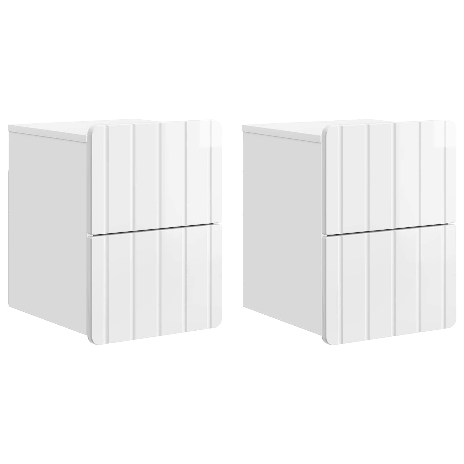 vidaXL Wall-Mounted Bedside Cabinet 2 pcs High Gloss White 2