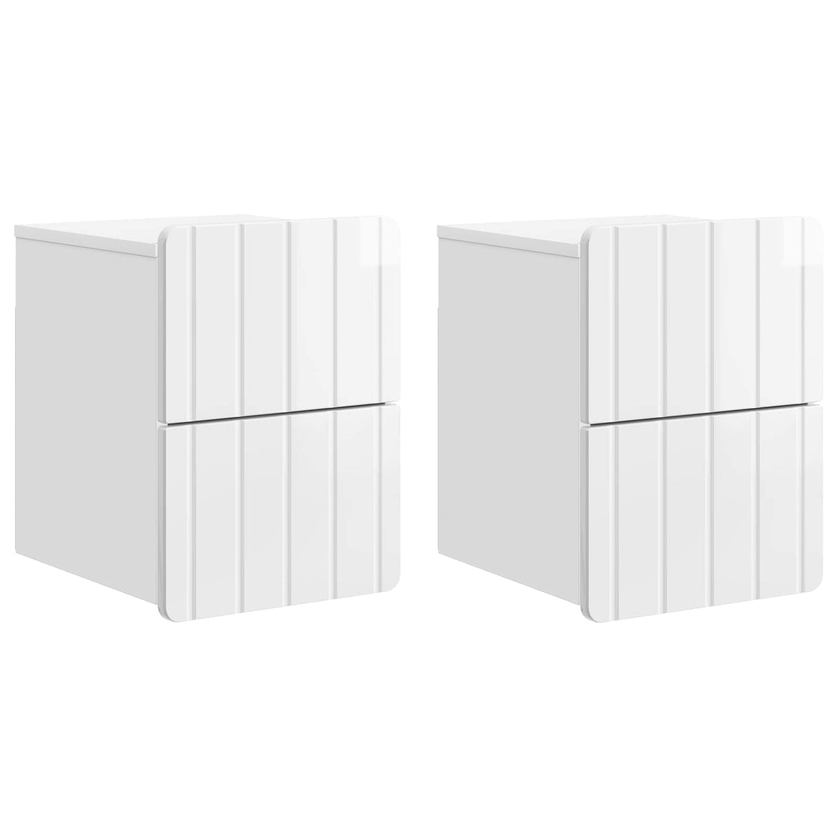 vidaXL Wall-Mounted Bedside Cabinet 2 pcs High Gloss White 2