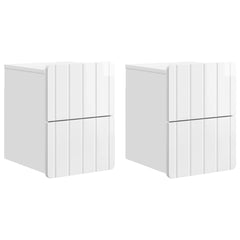 vidaXL Wall-Mounted Bedside Cabinet 2 pcs High Gloss White 2