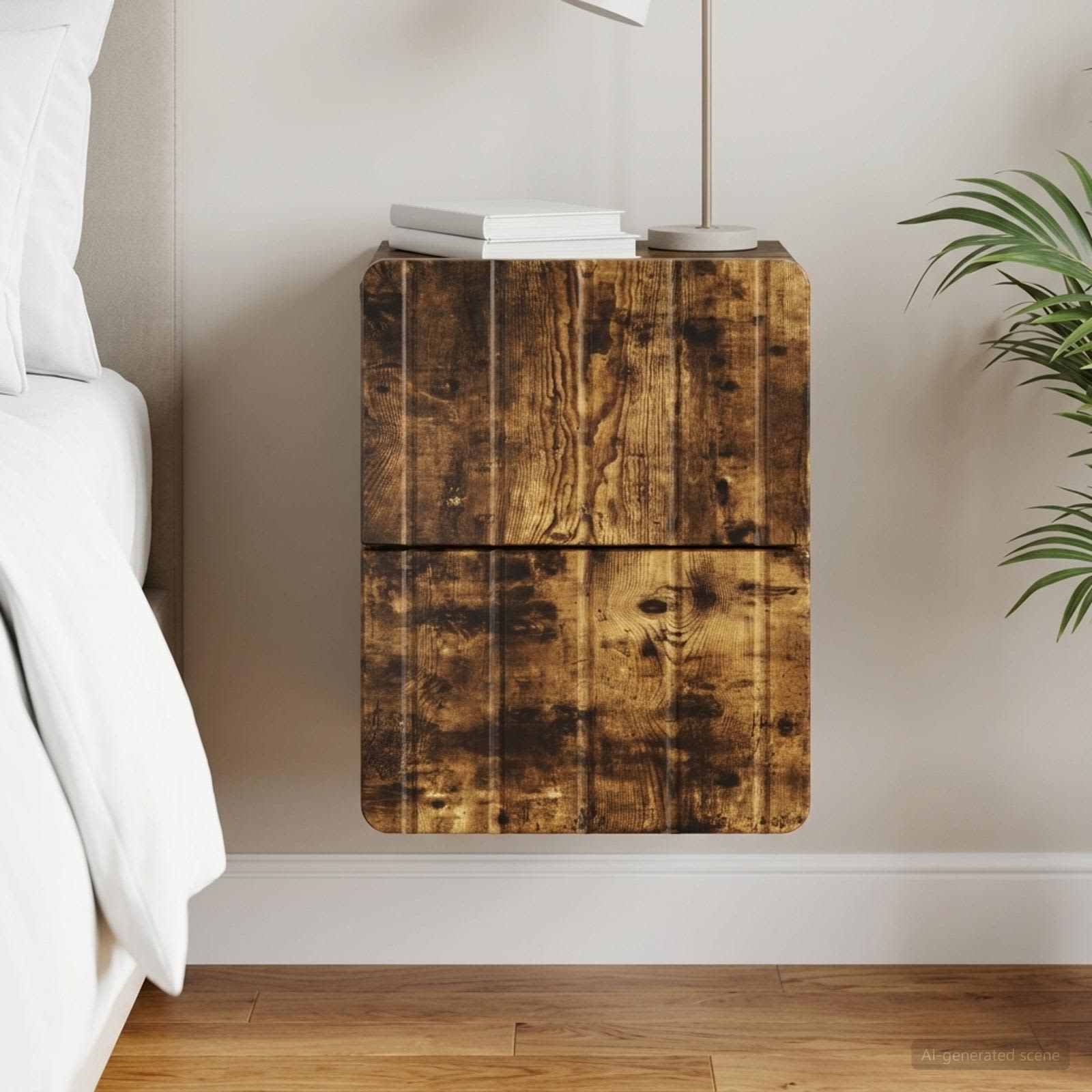 vidaXL Wall-Mounted Bedside Cabinet Smoked Oak 33 x 34.5 x 43 cm 1