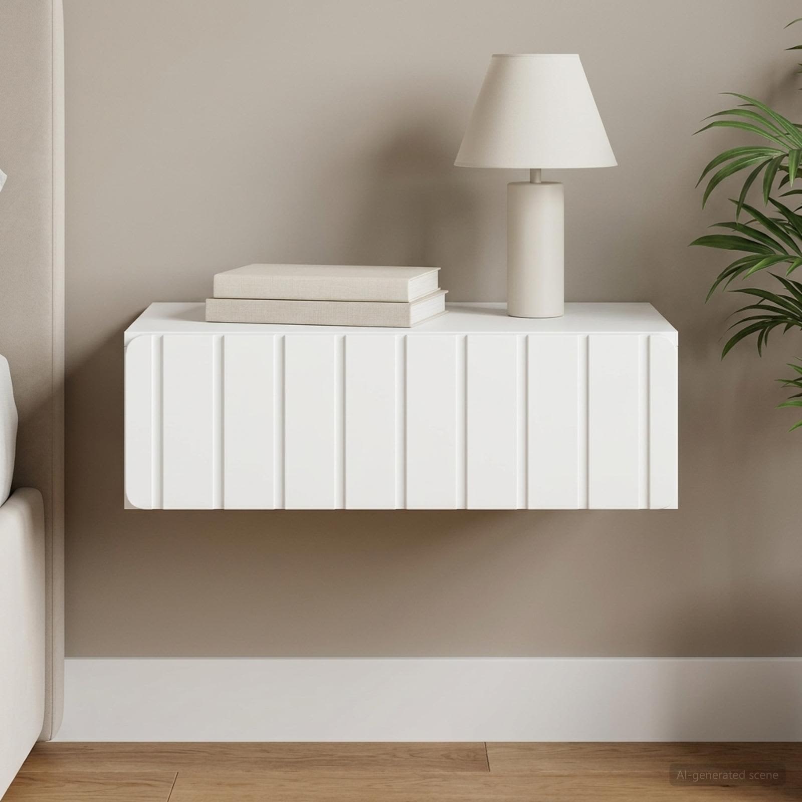 vidaXL Wall-Mounted Side Table White 59 x 34.5 x 17 cm Engineered Wood 1