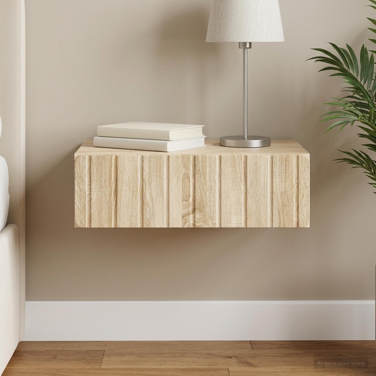 vidaXL Wall-Mounted Side Table Sonoma Oak 59 x 34.5 x 17 cm 1