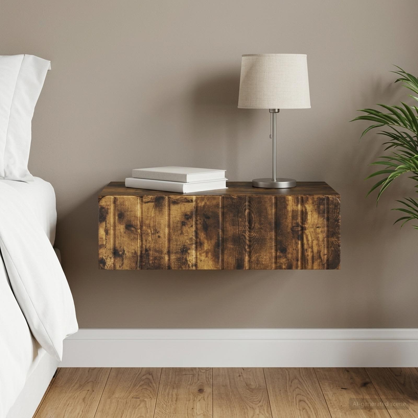 vidaXL Wall-Mounted Side Table Smoked Oak 59 x 34.5 x 17 cm 1