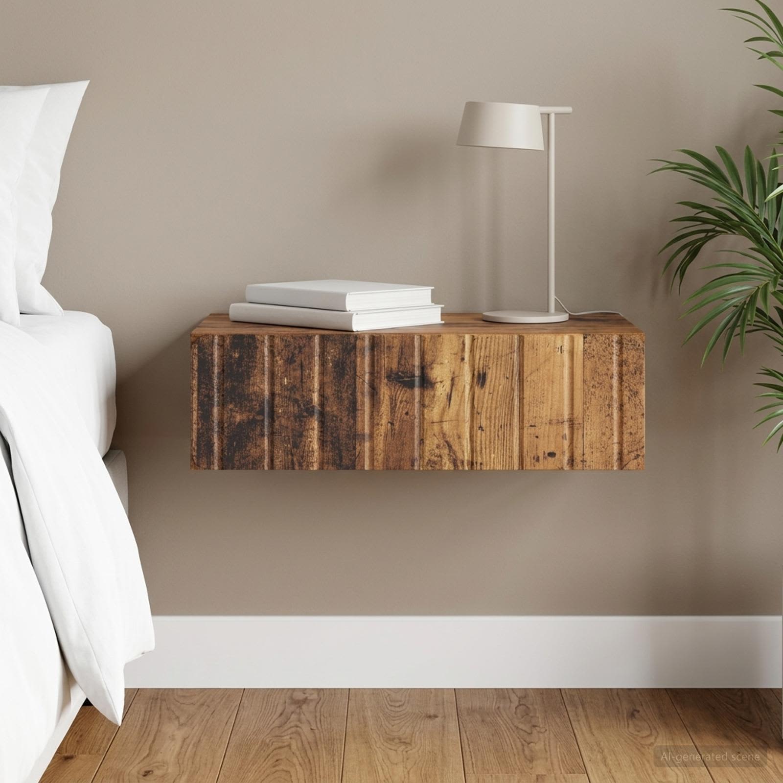 vidaXL Wall-Mounted Side Table Wall-mounted Old Wood 59 x 34.5 x 17 cm 1