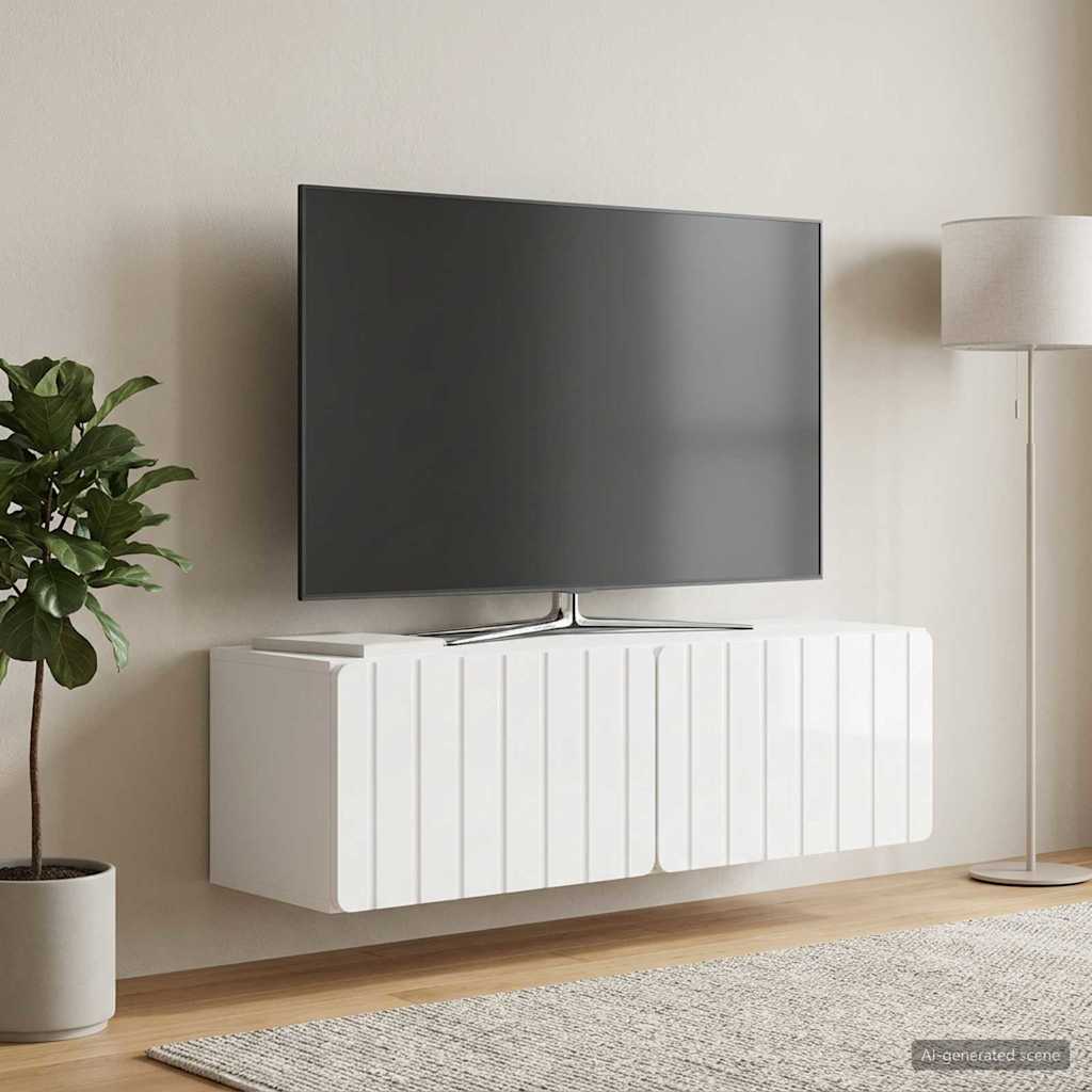 vidaXL Wall-Mounted TV Cabinet 98 x 31 x 30 cm High Gloss White 1