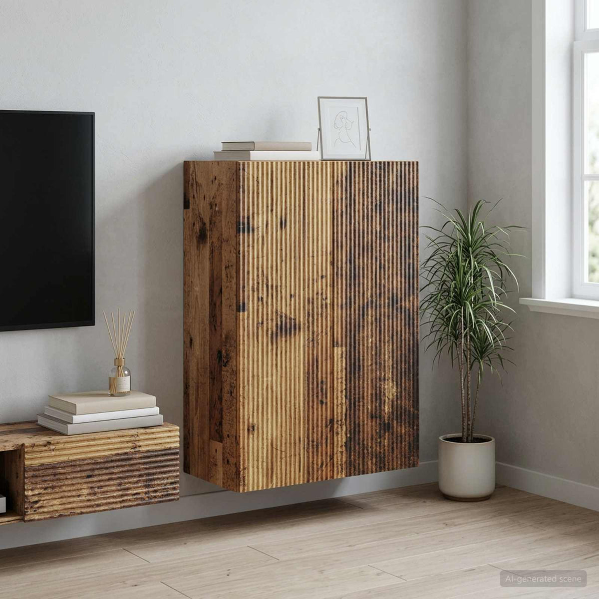 Wall-Mounted Cabinet Engineered Wood Depth 34.5 cm Old wood 66 cm