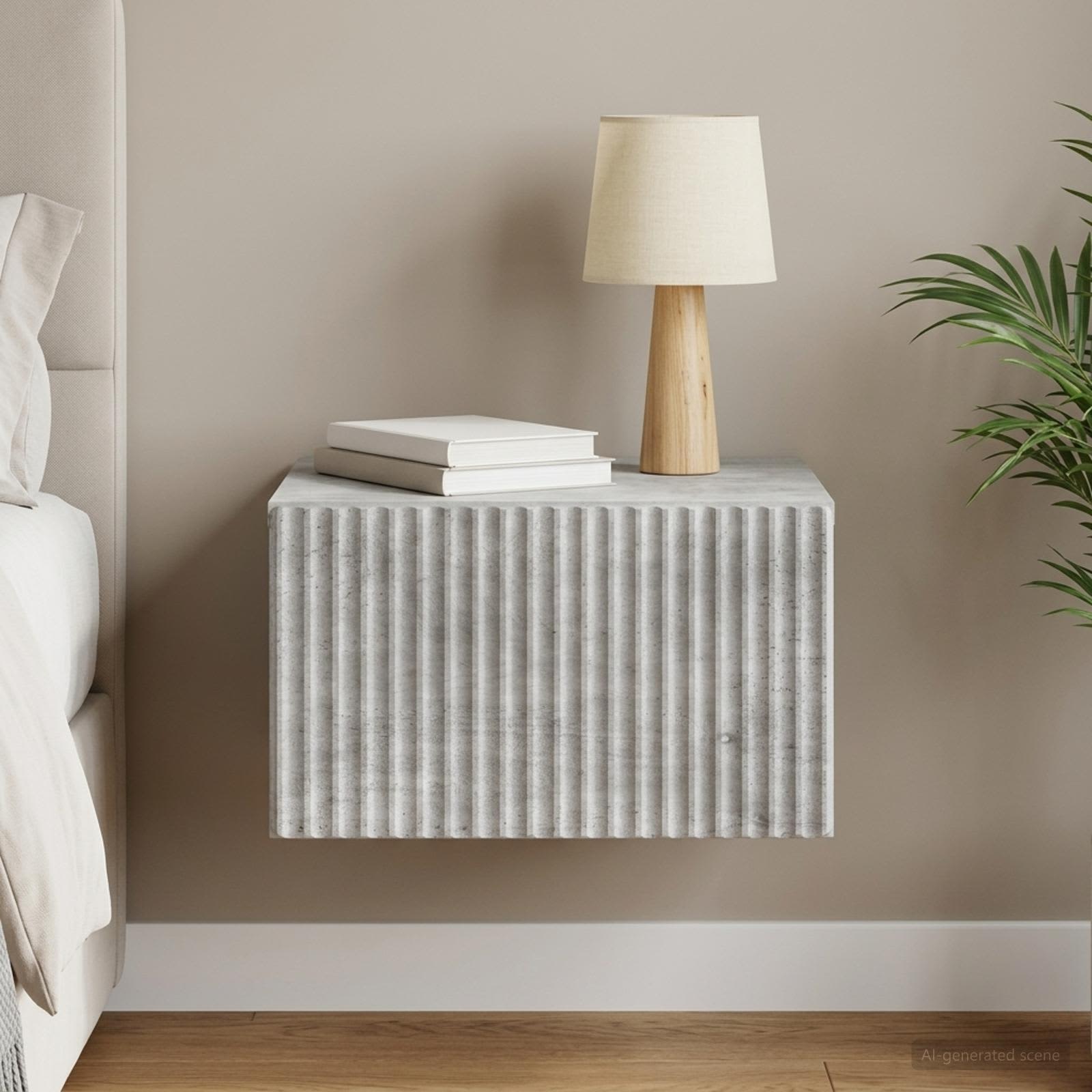 vidaXL Wall-Mounted Bedside Cabinet Concrete Grey 33 x 34.5 x 20 cm 1