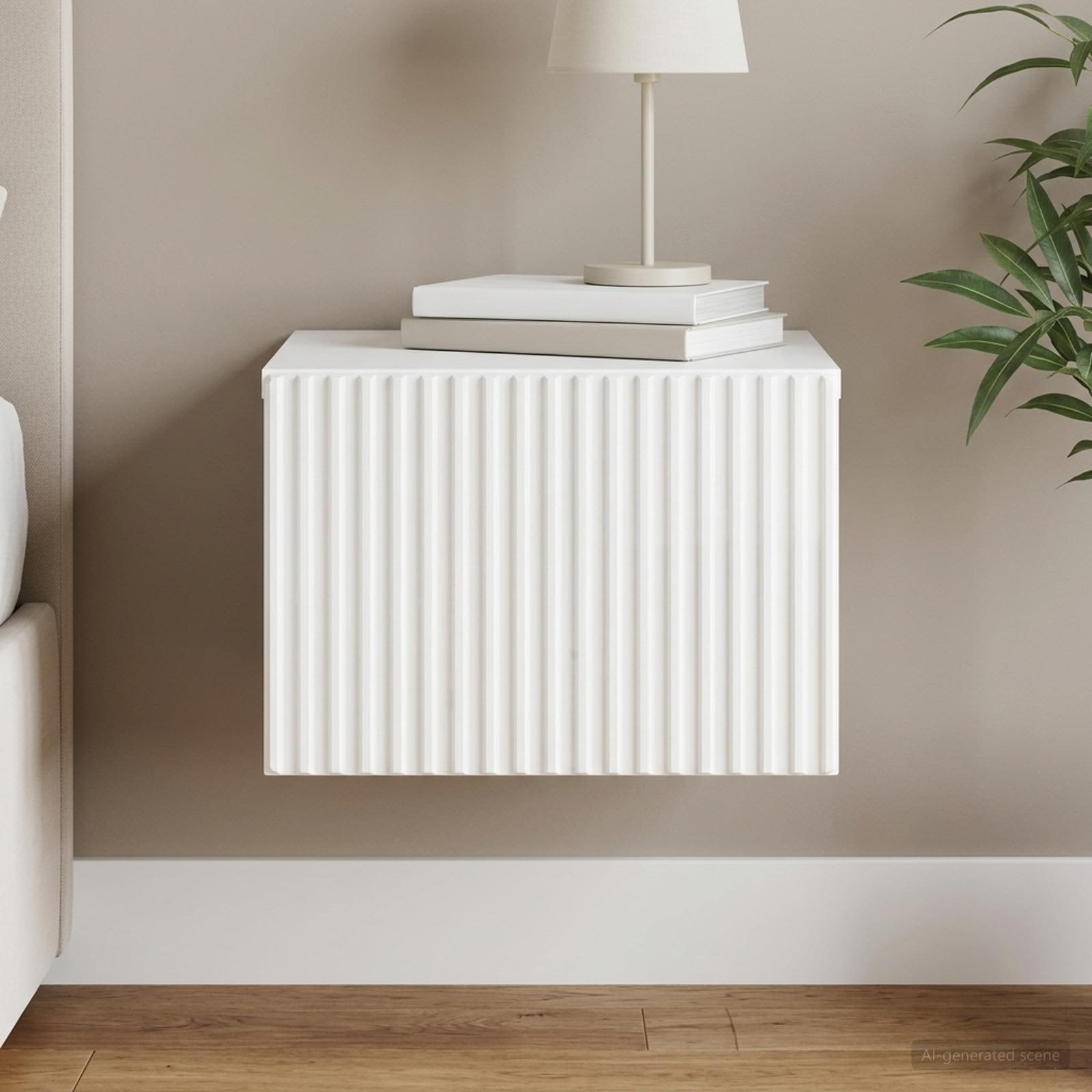 vidaXL Wall-Mounted Bedside Cabinet High Gloss White 33 x 34.5 x 20 cm 1
