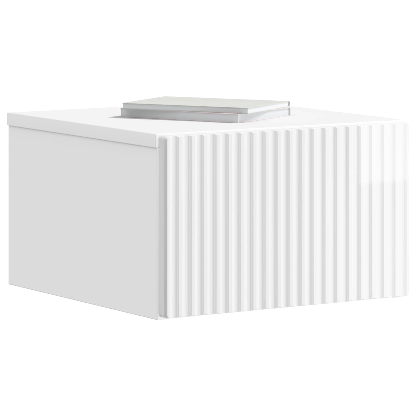 vidaXL Wall-Mounted Bedside Cabinet High Gloss White 33 x 34.5 x 20 cm 3