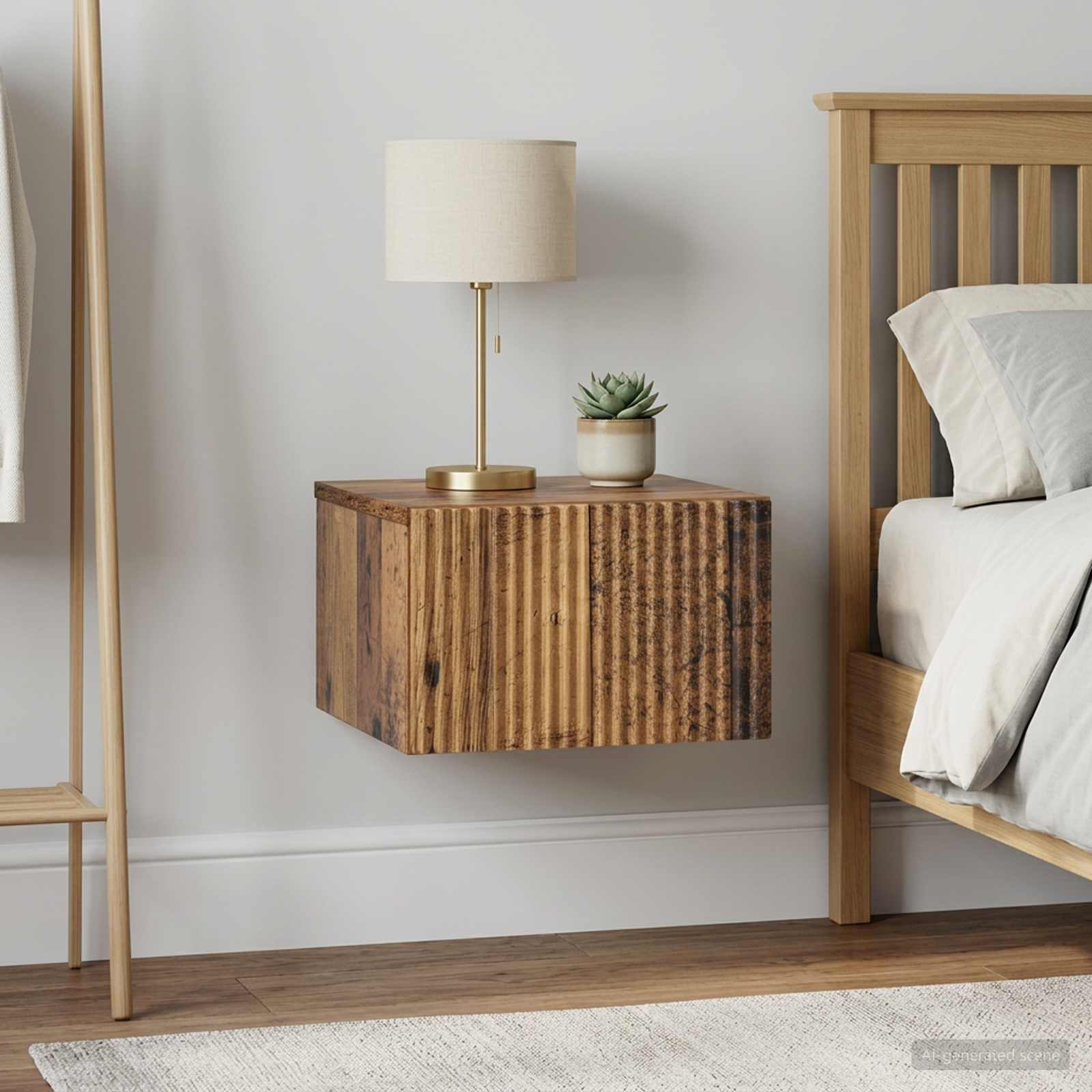 vidaXL Wall-Mounted Bedside Cabinet 2 pcs Old Wood 33 x 34.5 x 20 cm 4