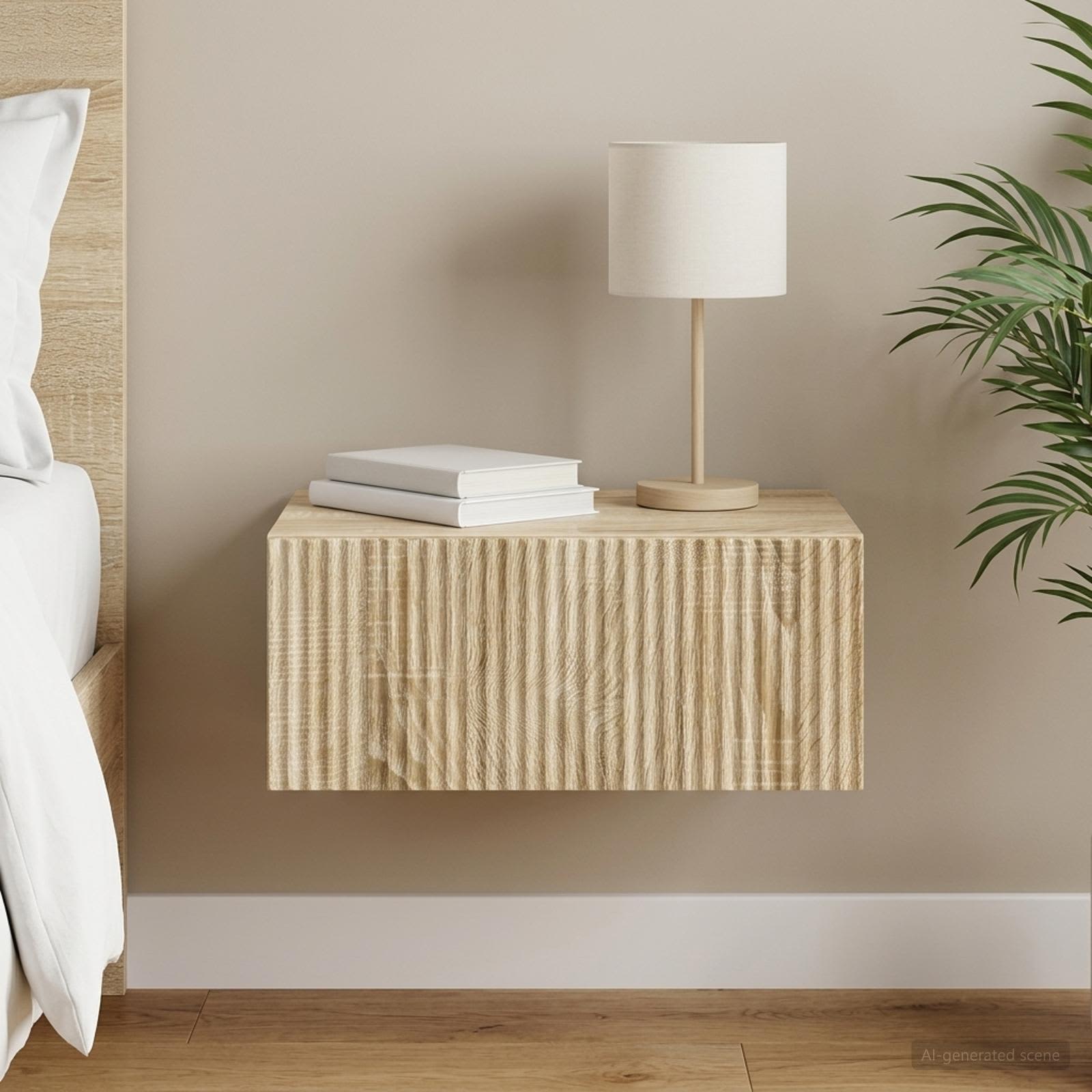 vidaXL Wall-Mounted Bedside Cabinet Sonoma Oak 49 x 34.5 x 20 cm 1
