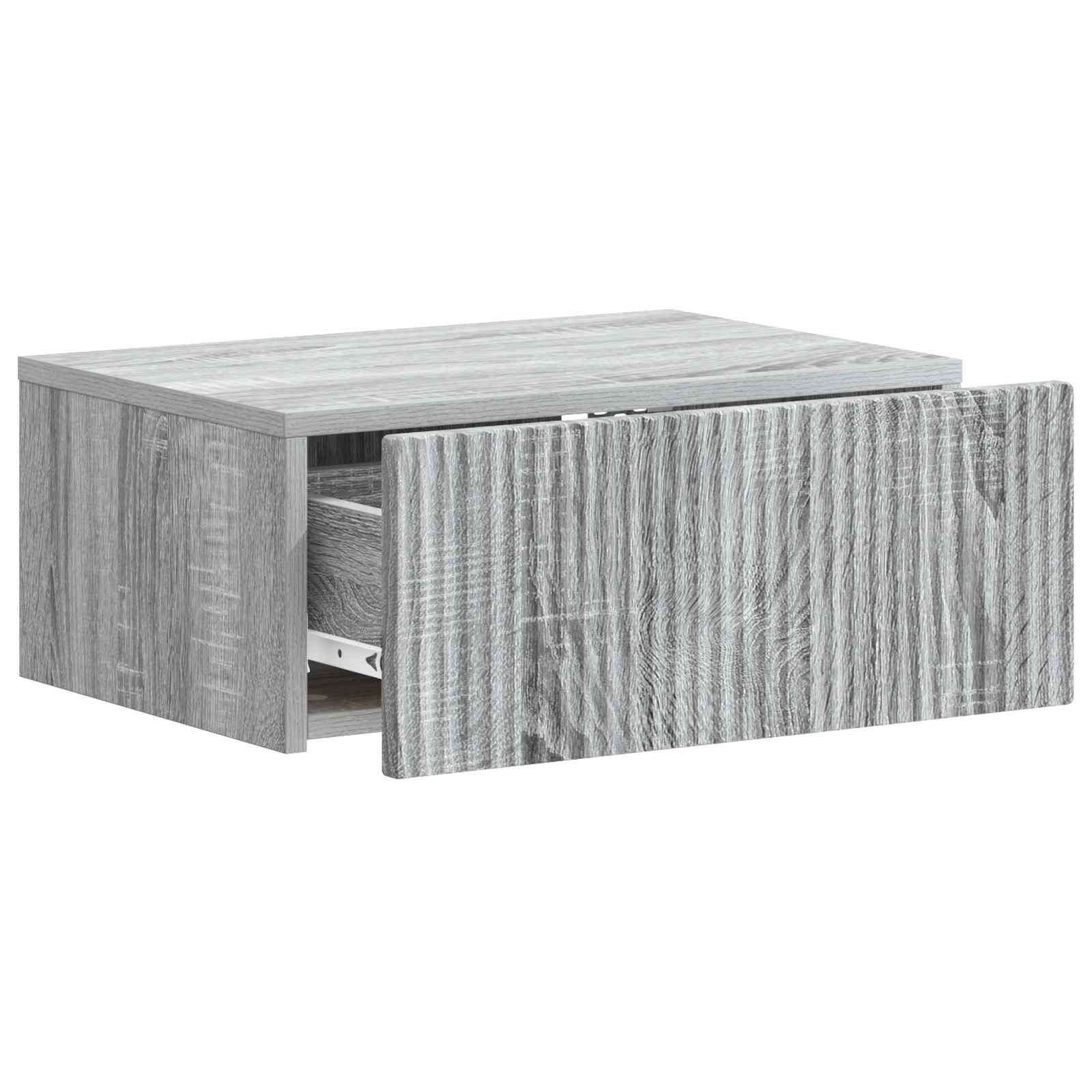 vidaXL Wall-Mounted Bedside Cabinet Grey Sonoma 49 x 34.5 x 20 cm 4