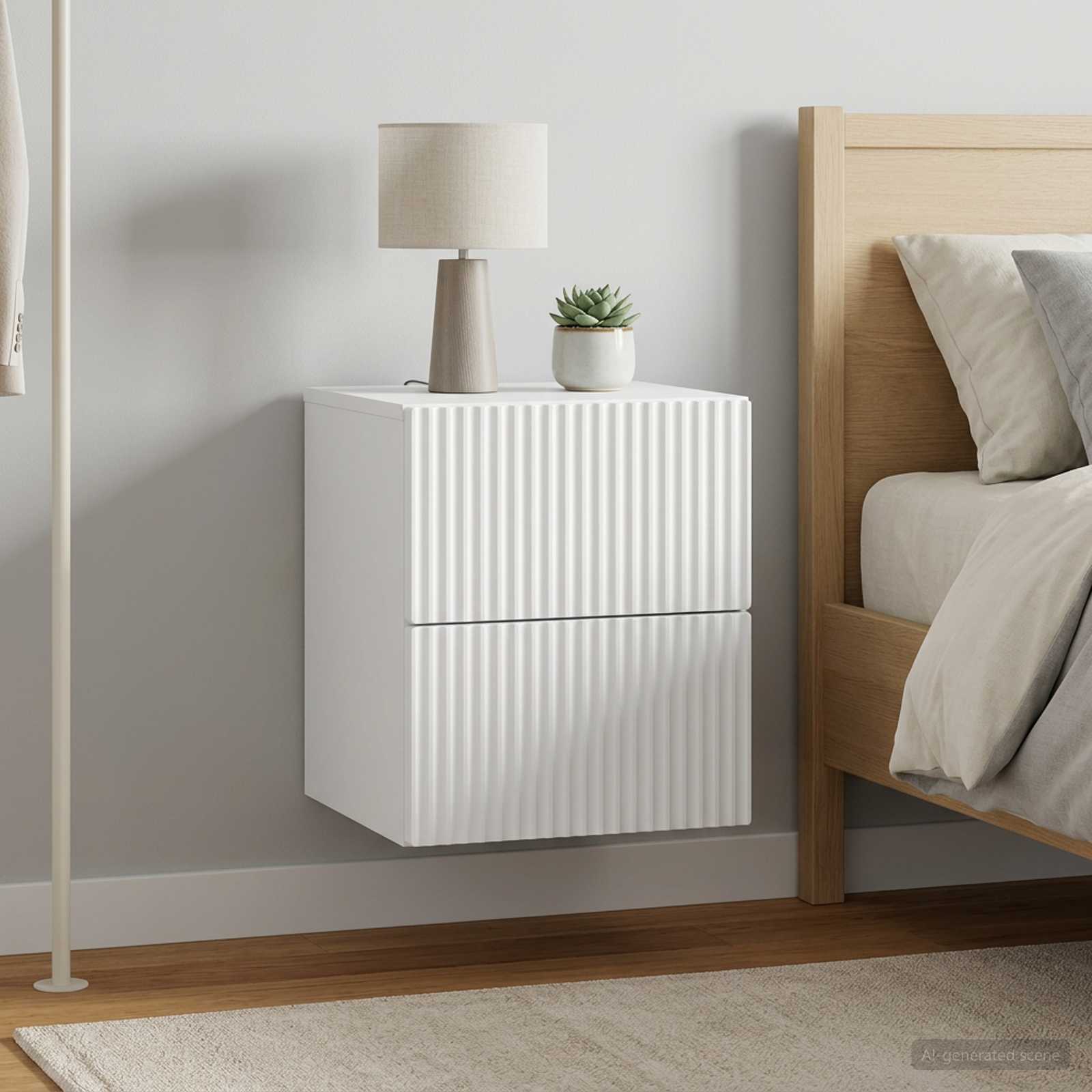 vidaXL Wall-Mounted Bedside Cabinet 2 pcs White 33 x 34.5 x 40 cm 4