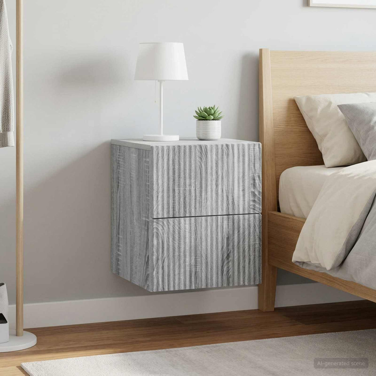 vidaXL Wall-Mounted Bedside Cabinet 33 x 34.5 x 40 cm