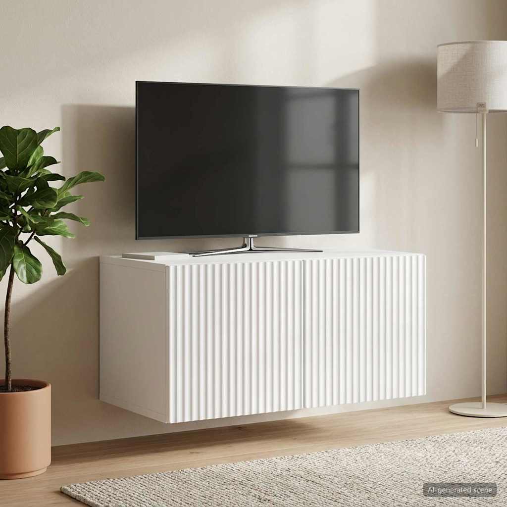 vidaXL Wall-Mounted TV Cabinet 59.5 x 41 x 30 cm High Gloss White 4