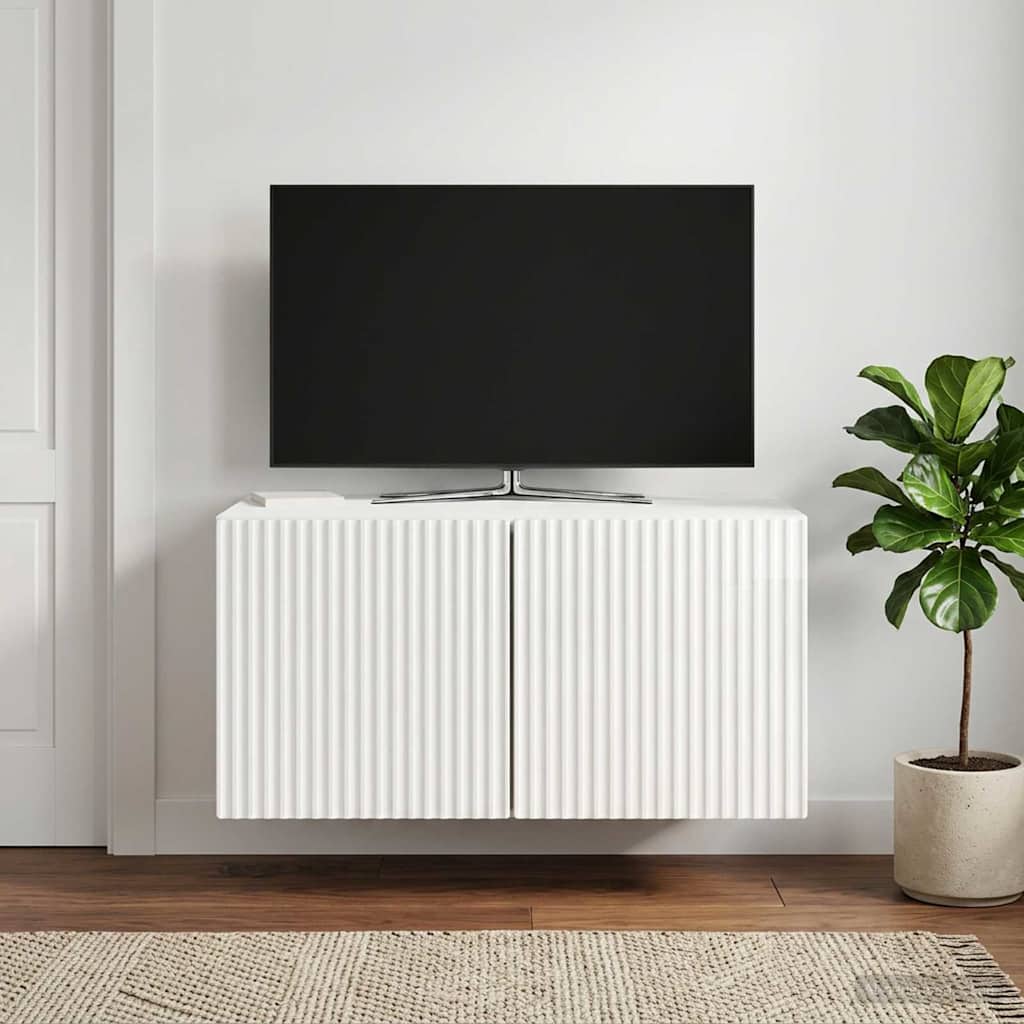 Wall-Mounted TV Cabinet 59.5 x 41 x 30 cm Depth 41 cm Width 59.5 cm High gloss white