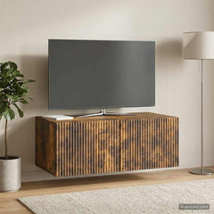 vidaXL Wall-Mounted TV Cabinet 78.5 x 41 x 30 cm Smoked Oak 4