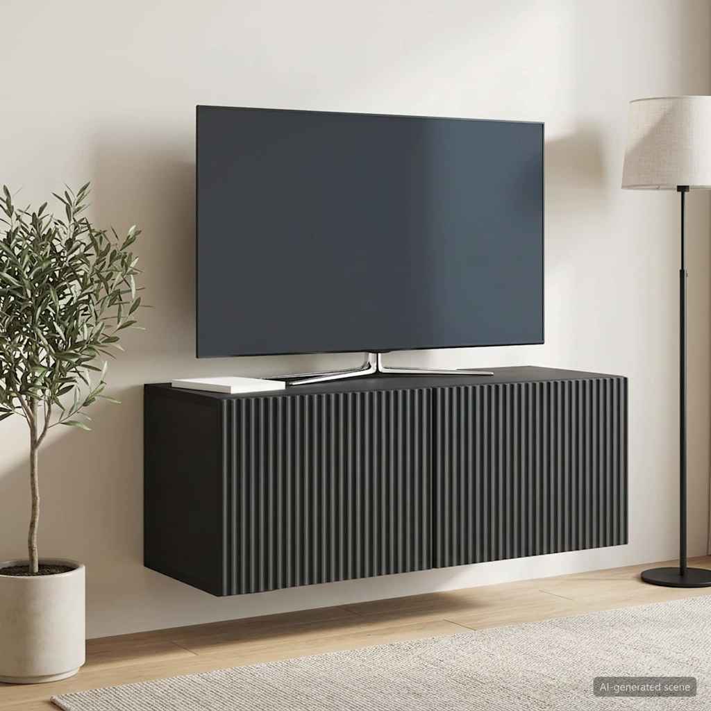 vidaXL Wall-Mounted TV Cabinet 78.5 x 31 x 30 cm Black Engineered Wood 4