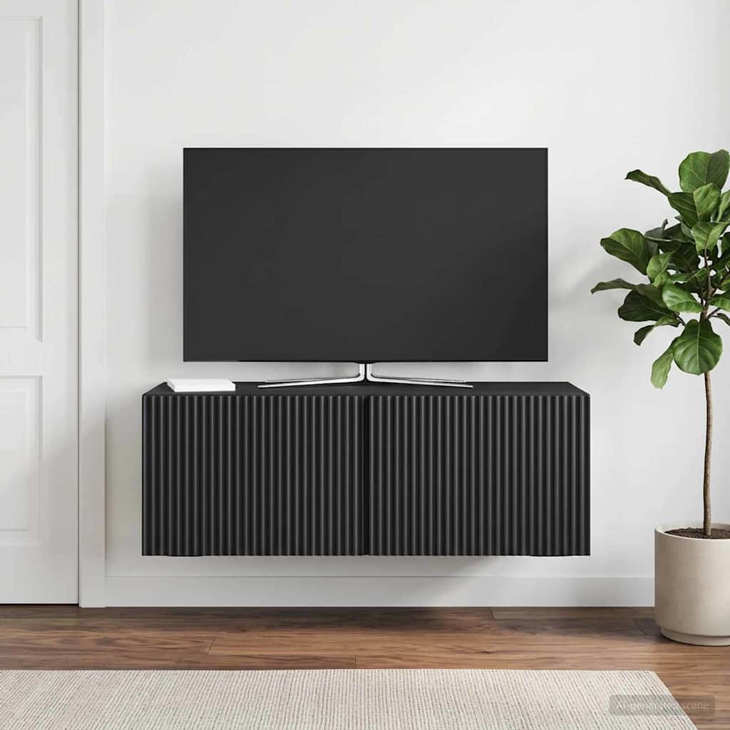 vidaXL Wall-Mounted TV Cabinet 78.5 x 31 x 30 cm Black Engineered Wood 1
