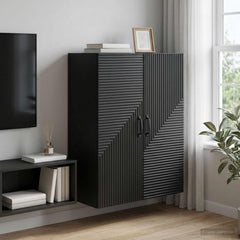 vidaXL Wall-Mounted Cabinet Black 66 x 34.5 x 90 cm Engineered Wood 1
