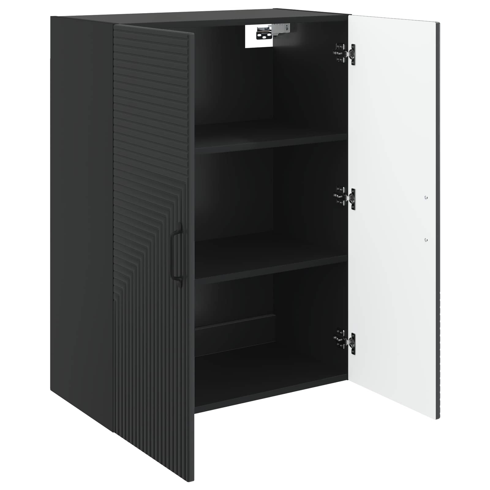 vidaXL Wall-Mounted Cabinet Black 66 x 34.5 x 90 cm Engineered Wood 3