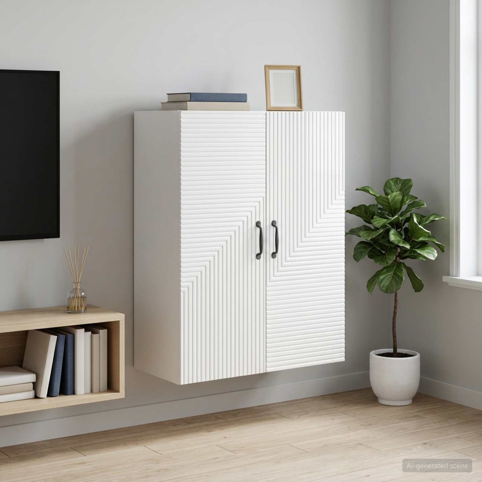 vidaXL Wall-Mounted Cabinet High Gloss White 66 x 34.5 x 90 cm 1