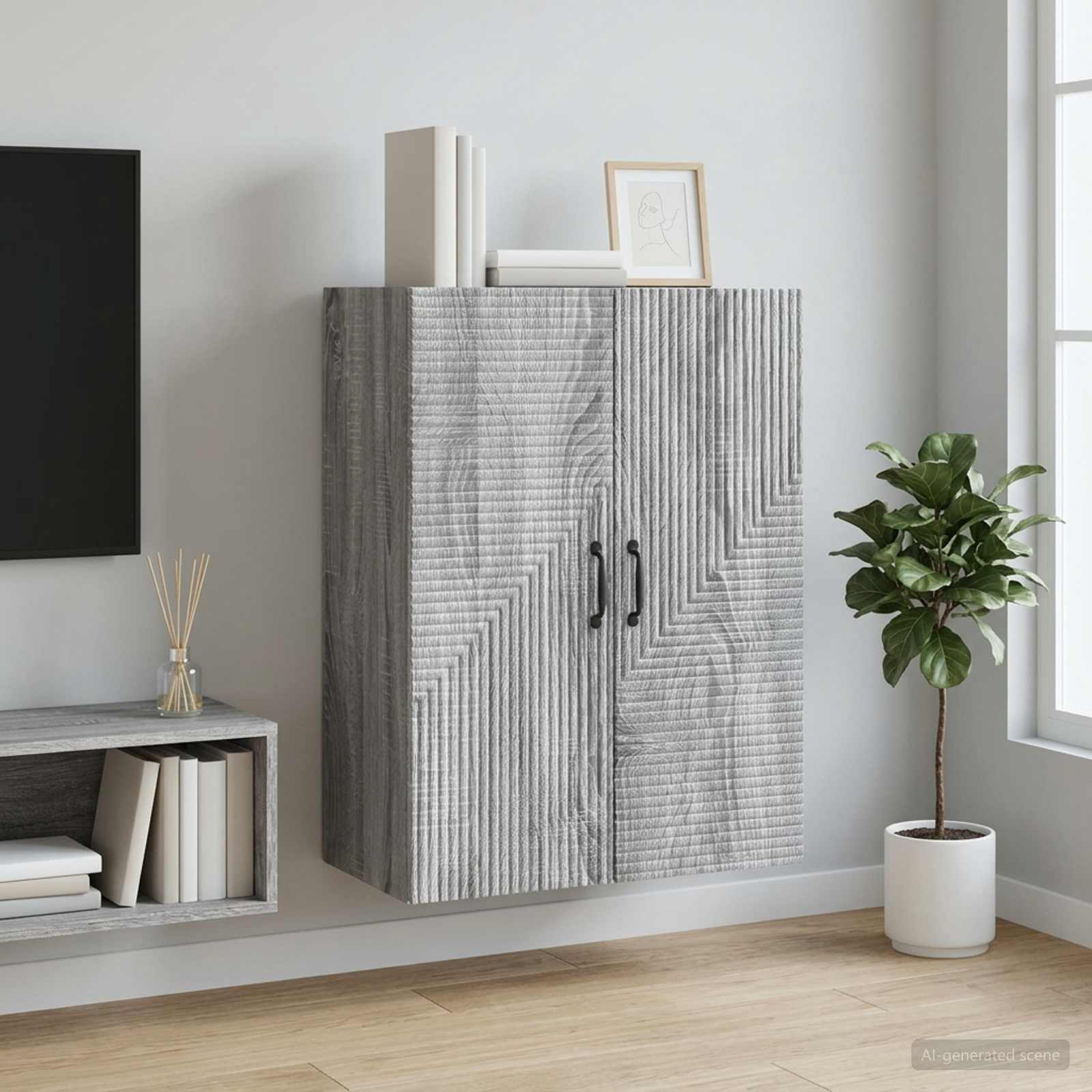 vidaXL Wall-Mounted Cabinet Grey Sonoma 66 x 34.5 x 90 cm 1