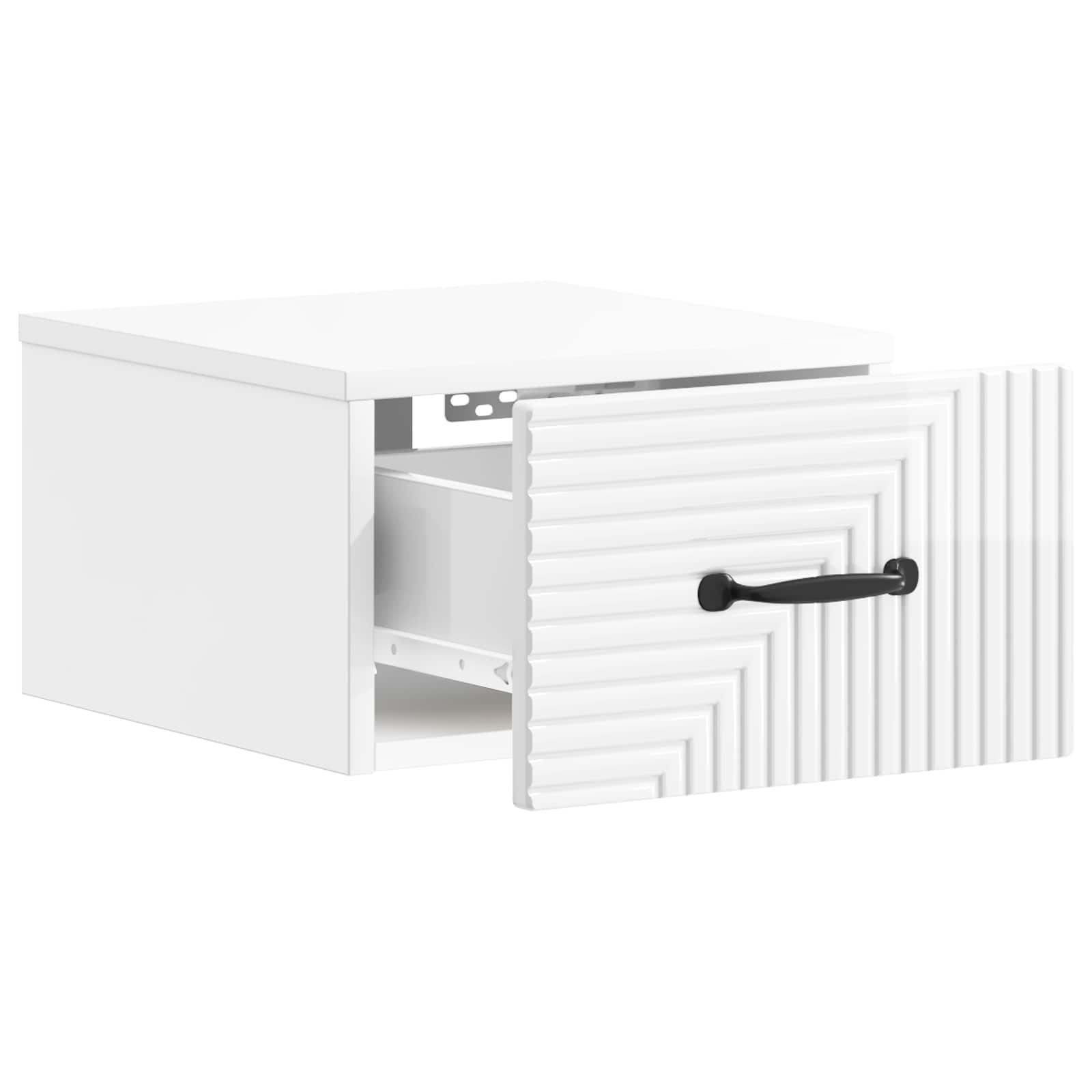 vidaXL Wall-Mounted Bedside Cabinet High Gloss White 34.5 x 33 x 20 cm 4