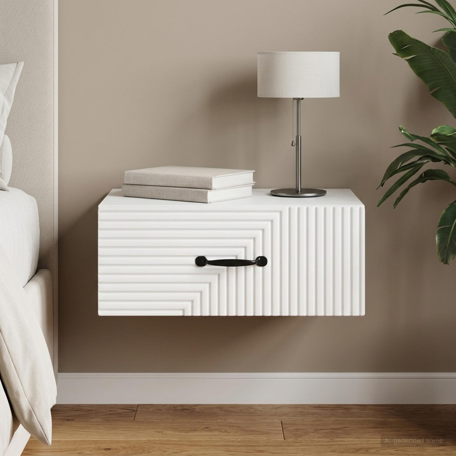 vidaXL Wall-Mounted Bedside Cabinet White 49 x 34.5 x 20 cm 1