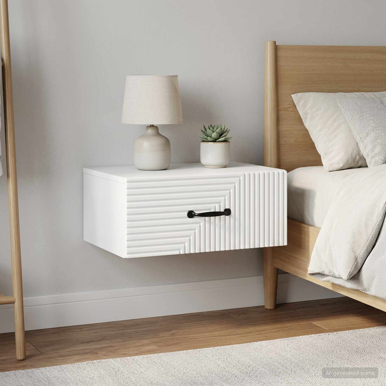 vidaXL Wall-Mounted Bedside Cabinet 2 pcs White 49 x 34.5 x 20 cm 1