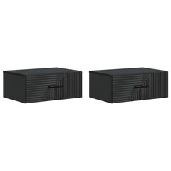 vidaXL Wall-Mounted Bedside Cabinet 2 pcs Black 49 x 34.5 x 20 cm 2