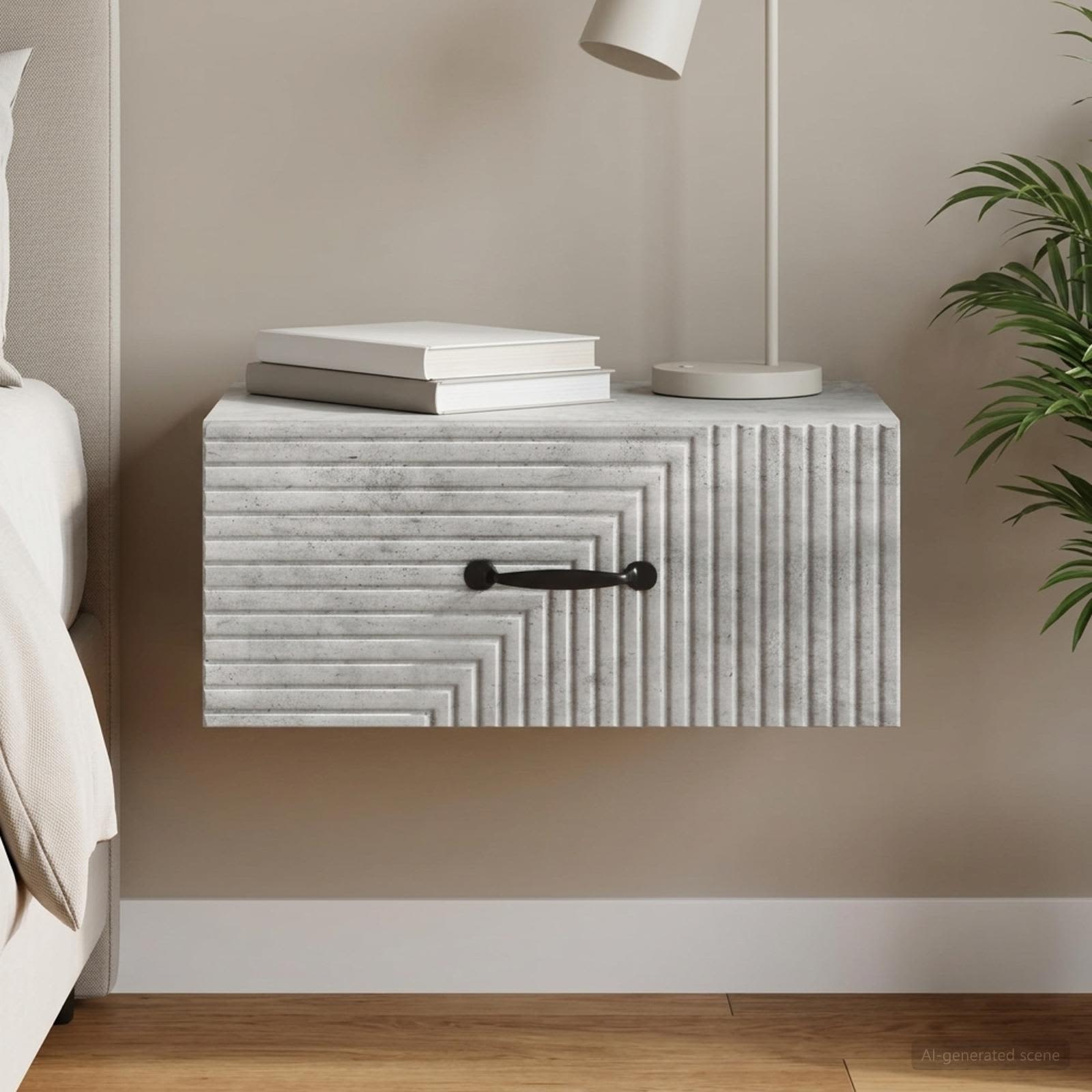 vidaXL Wall-Mounted Bedside Cabinet Concrete Grey 49 x 34.5 x 20 cm 1