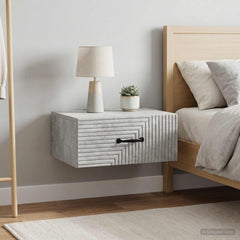 vidaXL Wall-Mounted Bedside Cabinet 2 pcs Concrete Grey 1