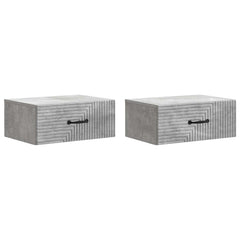 vidaXL Wall-Mounted Bedside Cabinet 2 pcs Concrete Grey 2