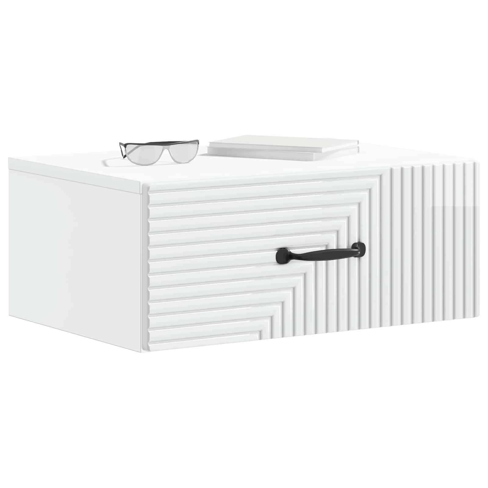 vidaXL Wall-Mounted Bedside Cabinet High Gloss White 49 x 34.5 x 20 cm 3