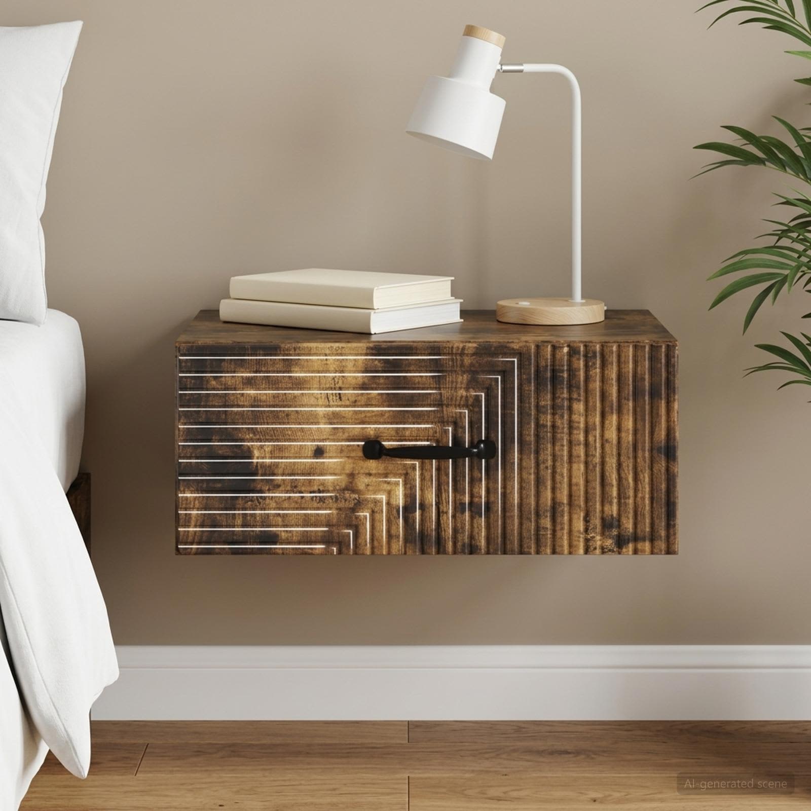 vidaXL Wall-Mounted Bedside Cabinet Smoked Oak 49 x 34.5 x 20 cm 1
