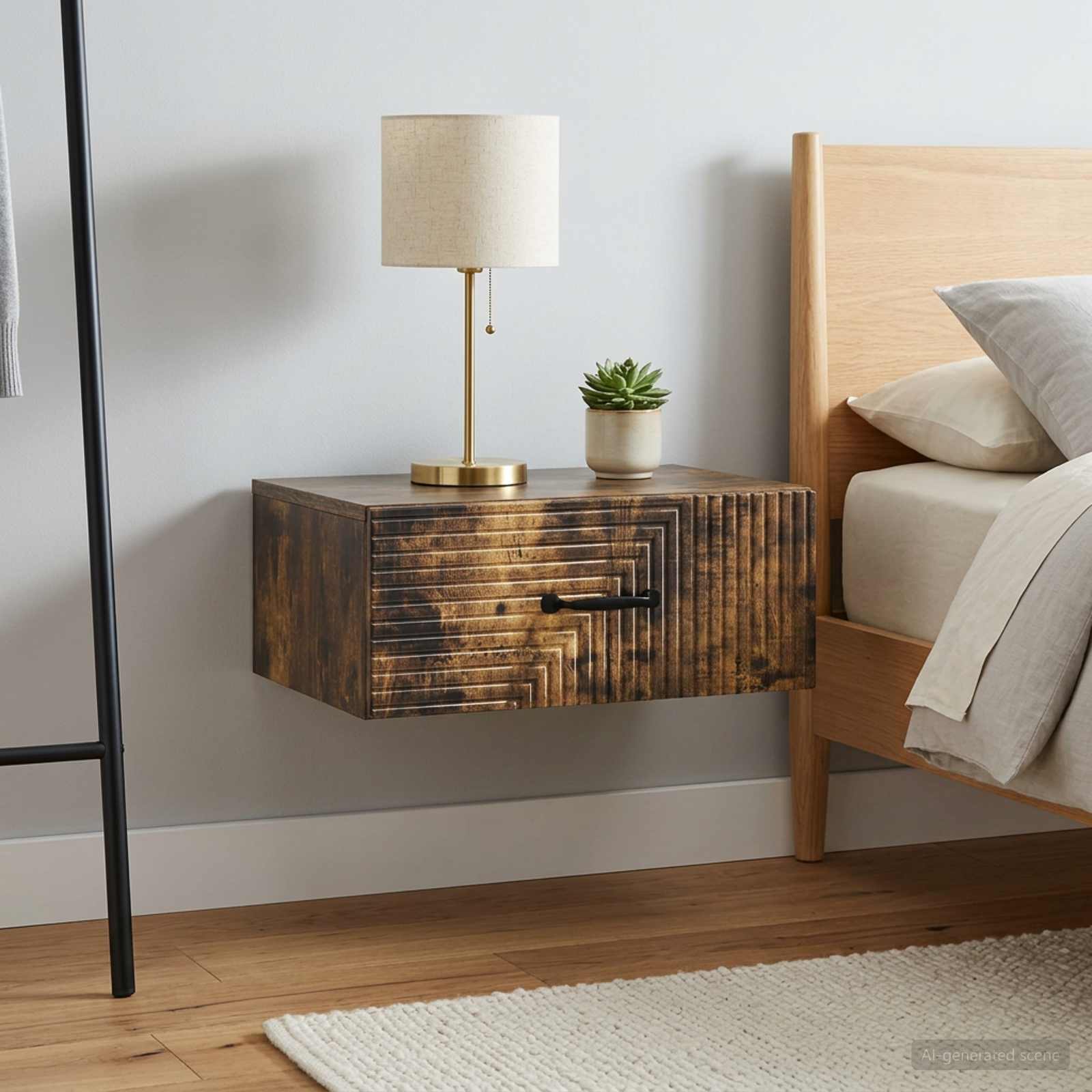 vidaXL Wall-Mounted Bedside Cabinet 2 pcs Smoked Oak 49 x 34.5 x 20 cm 4