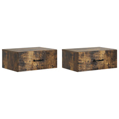 vidaXL Wall-Mounted Bedside Cabinet 2 pcs Smoked Oak 49 x 34.5 x 20 cm 2