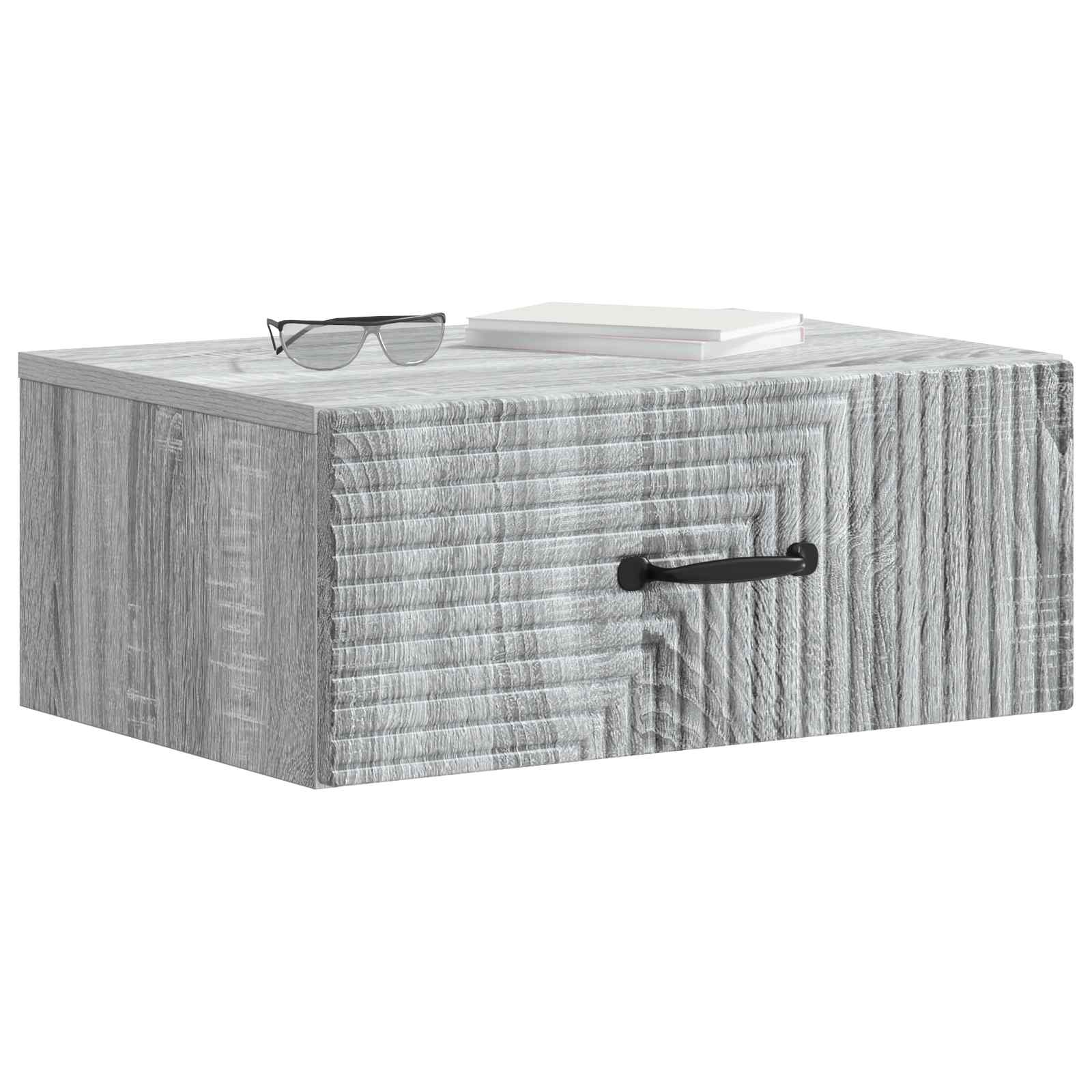 vidaXL Wall-Mounted Bedside Cabinet Grey Sonoma 49 x 34.5 x 20 cm 3