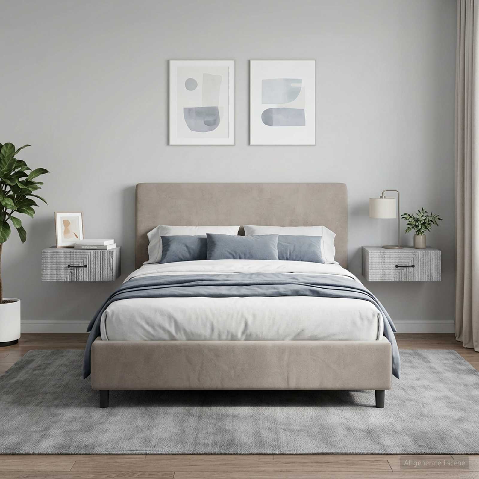 vidaXL Wall-Mounted Bedside Cabinet 2 pcs Grey Sonoma 1