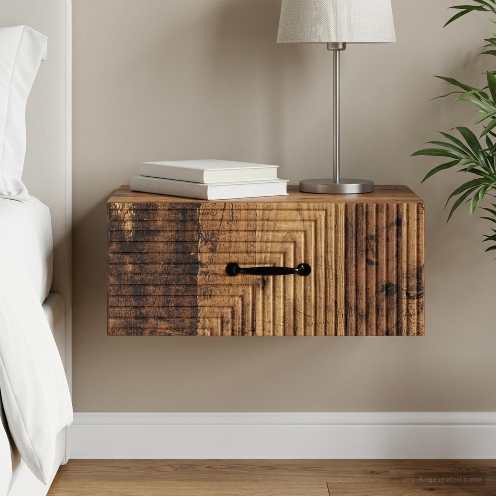 vidaXL Wall-Mounted Bedside Cabinet Old Wood 49 x 34.5 x 20 cm 1