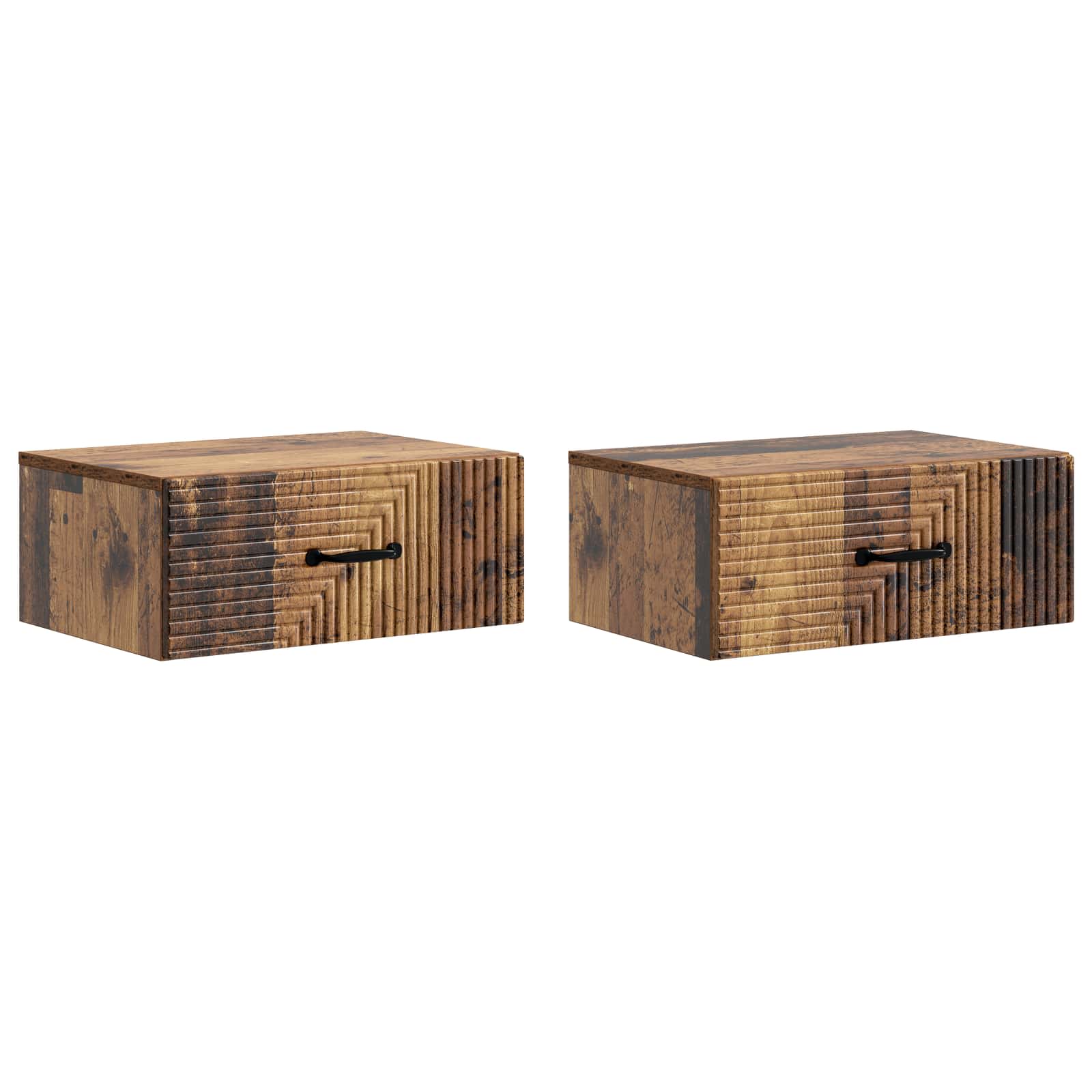 vidaXL Wall-Mounted Bedside Cabinet 2 pcs Old Wood 49 x 34.5 x 20 cm 2